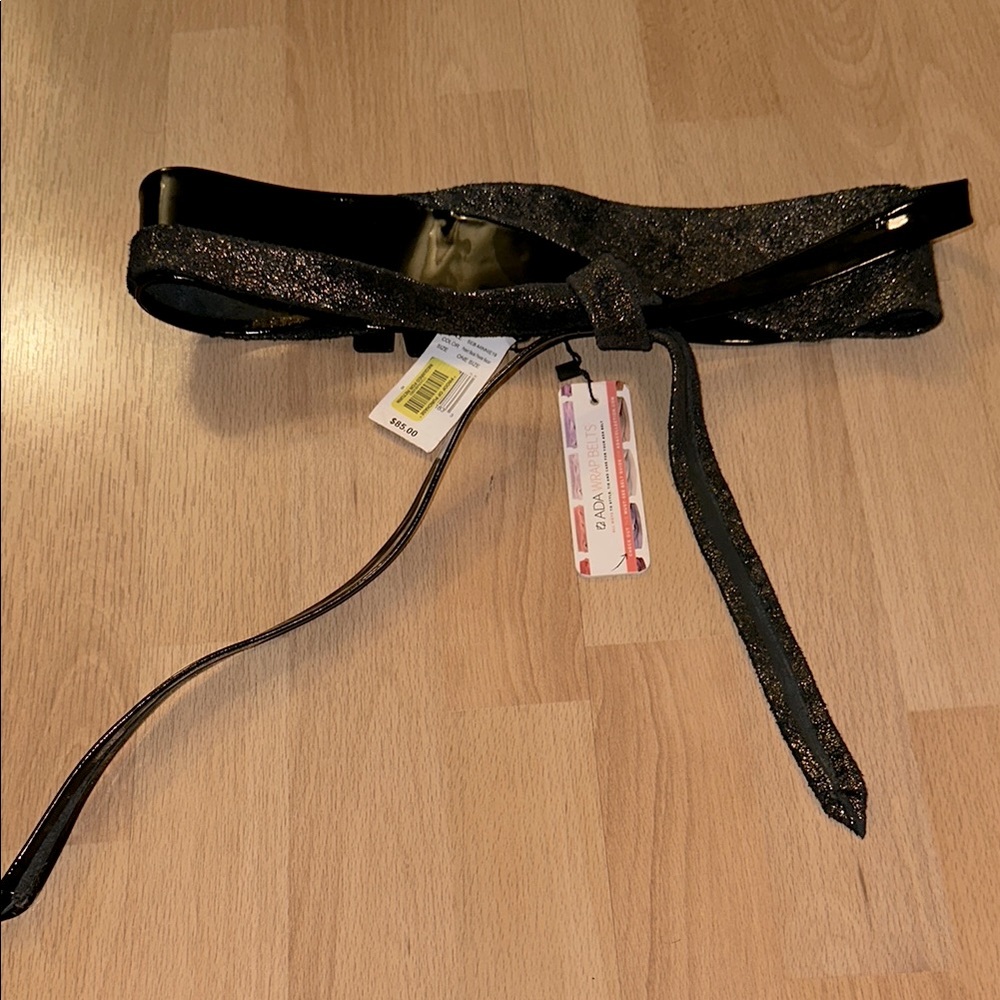 NWT ADA Minnie Two-Tone Patent Black/Pewter Wrap Belt